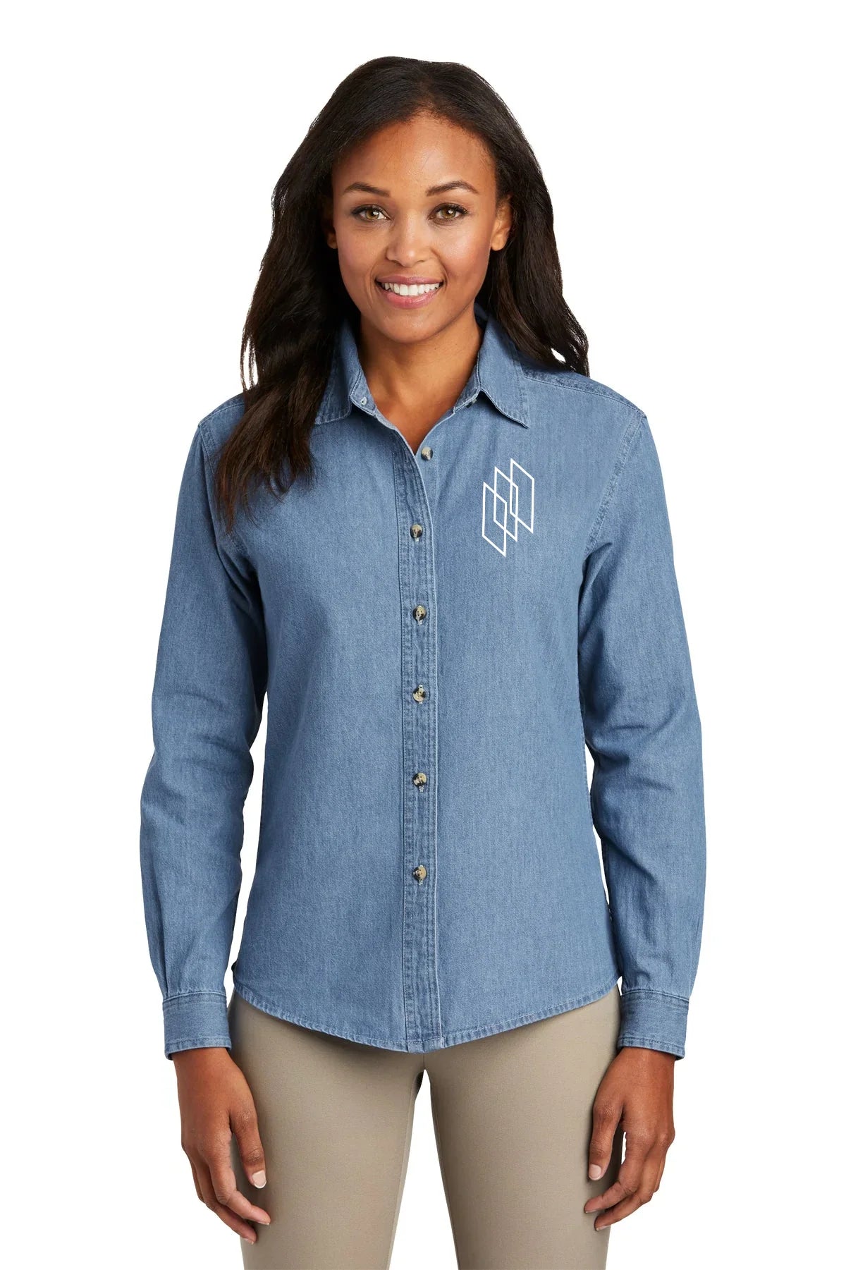 Port & Company Ladies Long Sleeve Denim Shirt - Glazing Solutions